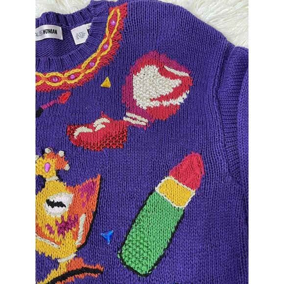 CHAUS Woman vintage novelty pullover long sleeve sweater 2X Volup - Picture 3 of 12